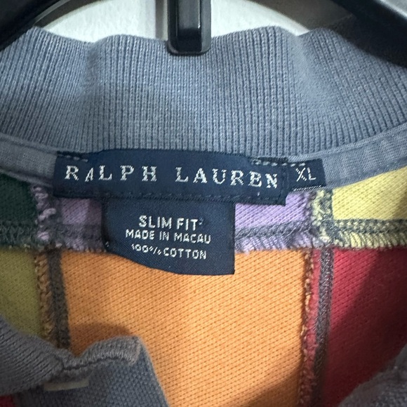 Ralph Lauren Patchwork Polo Shirt XL Slim Fit Vintage Colorblock Y2K - Picture 3 of 9
